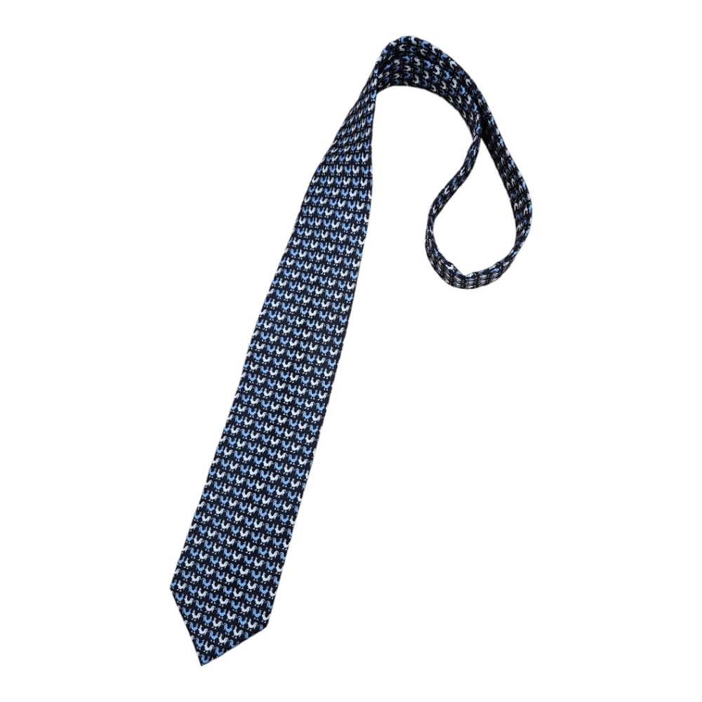 🆕DUNHILL Current Blue Rooster Silk LUXURY Tie ITALY